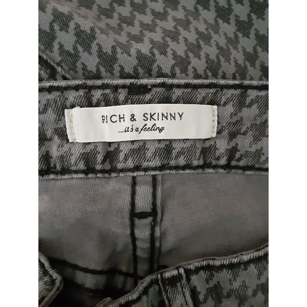 Rich & Skinny Womens Gray Houndstooth Print Low Rise Denim Skinny Jeans 27 - Picture 5 of 6